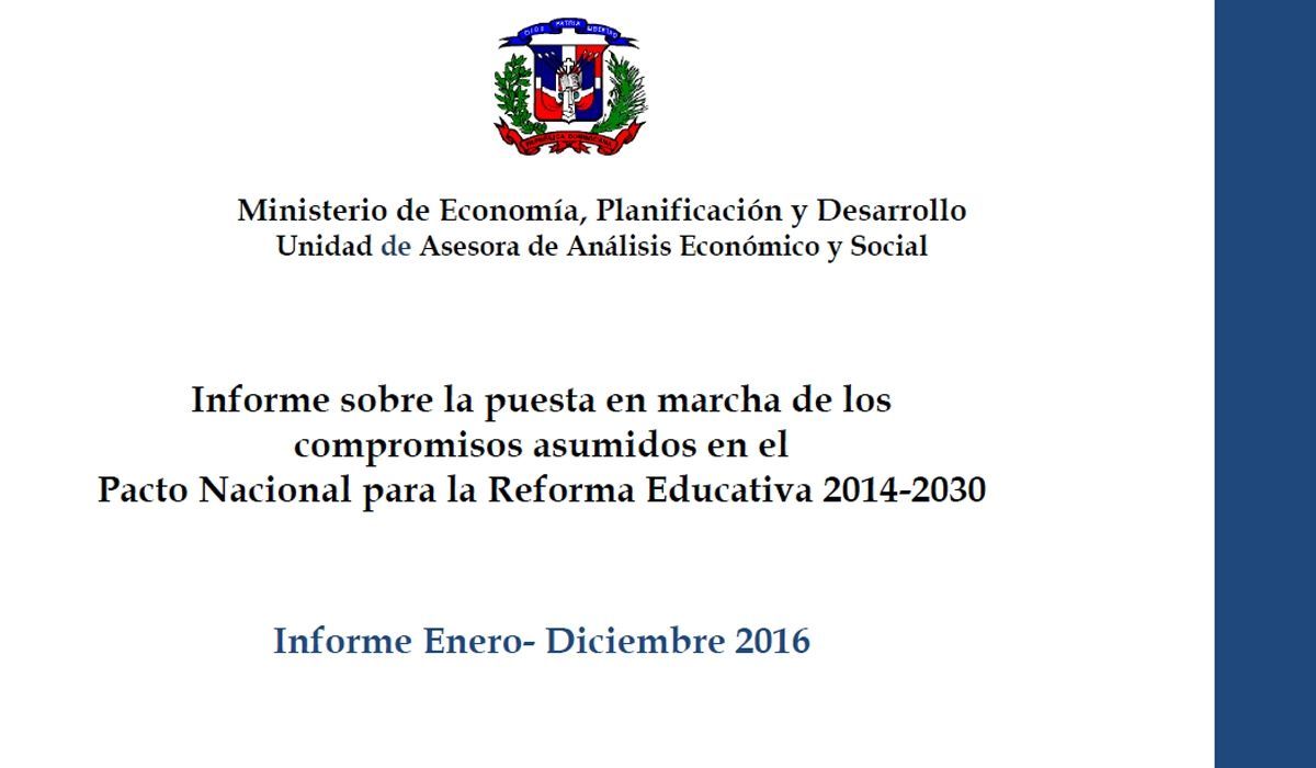 INFORME GENERAL de revisión del avance del cumplimiento del Pacto Educativo en el 2016