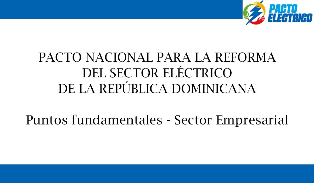 PACTO NACIONAL PARA LA REFORMA DEL SECTOR ELÉCTRICO DE LA REPÚBLICA DOMINICANA - Puntos fundamentales - Sector Empresarial