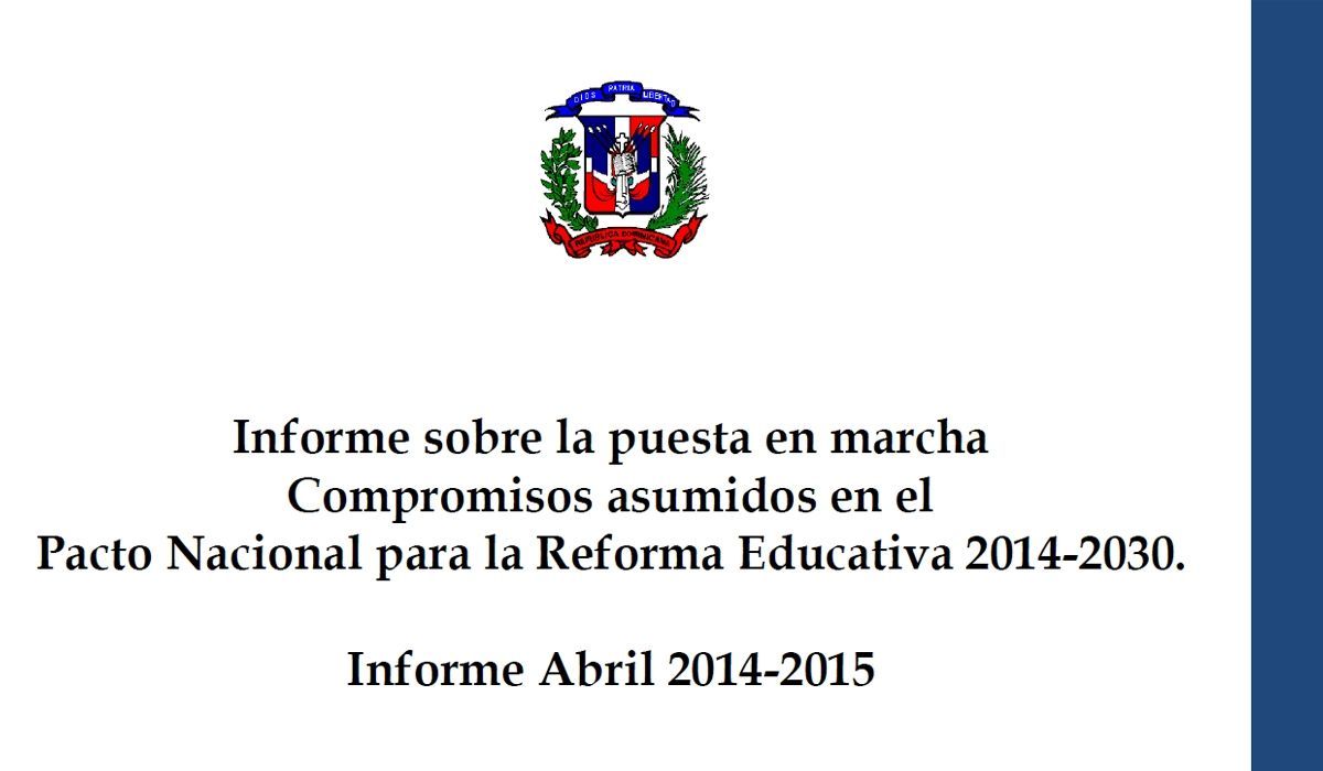 Primer Informe de Avance en el Cumplimiento del Pacto Educativo y Logro de sus Objetivos