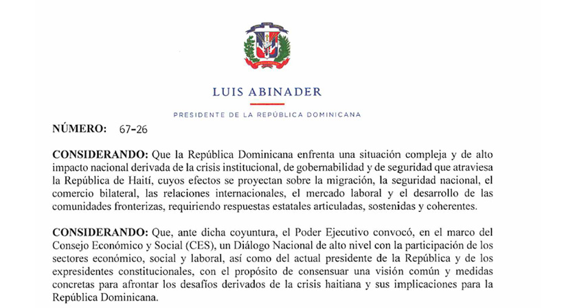 Presidencia crea Comisión de Veeduría y Seguimiento del Diálogo sobre la crisis haitiana