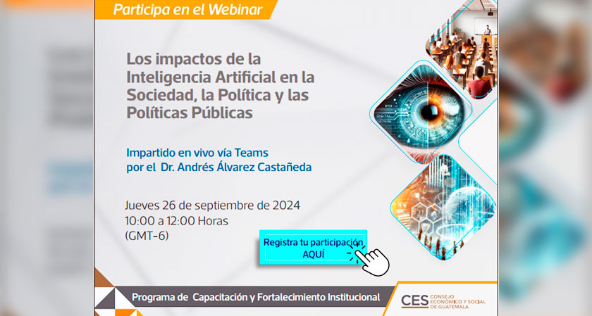 CES de Guatemala seminario web “Impactos de la inteligencia artificial en la sociedad”