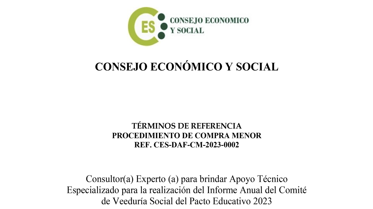 Apoyo Técnico para el Informe Anual del Comité de Veeduría Social del Pacto Educativo 2023