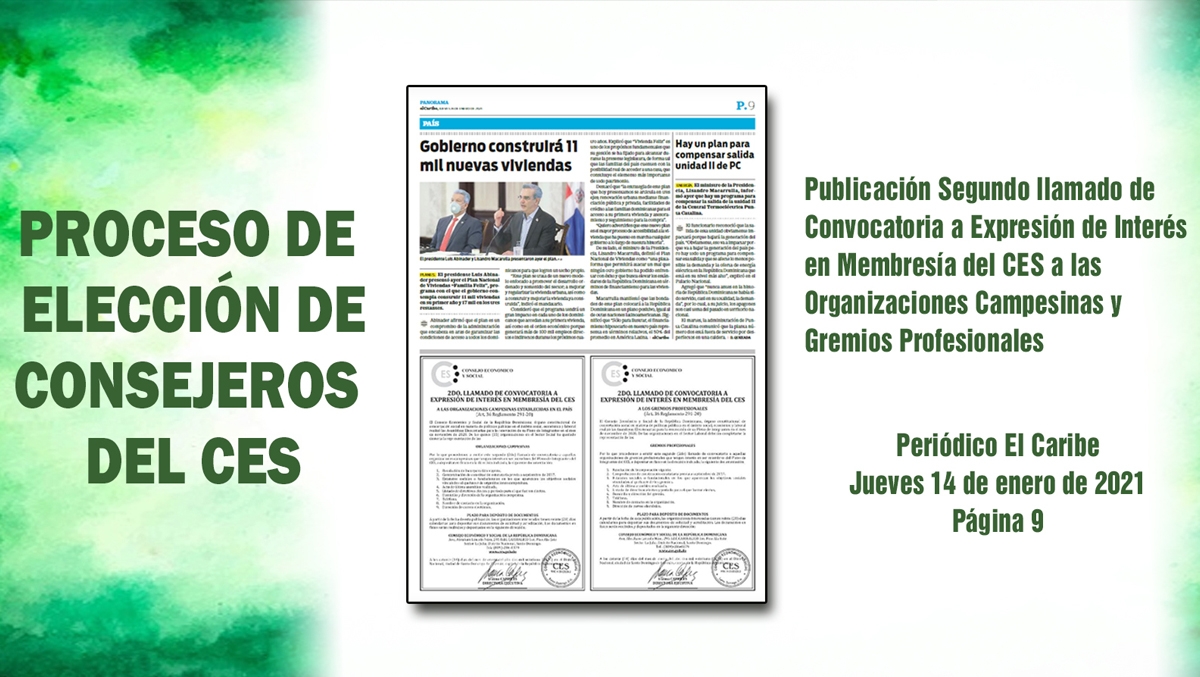 Nota de Prensa: CES CONVOCA A ORGANIZACIONES CAMPESINAS  Y GREMIOS PROFESIONALES PARA INTEGRAR EL PLENO