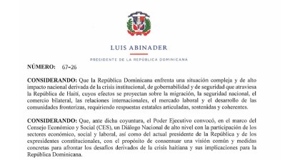 Presidencia crea Comisión de Veeduría y Seguimiento del Diálogo sobre la crisis haitiana